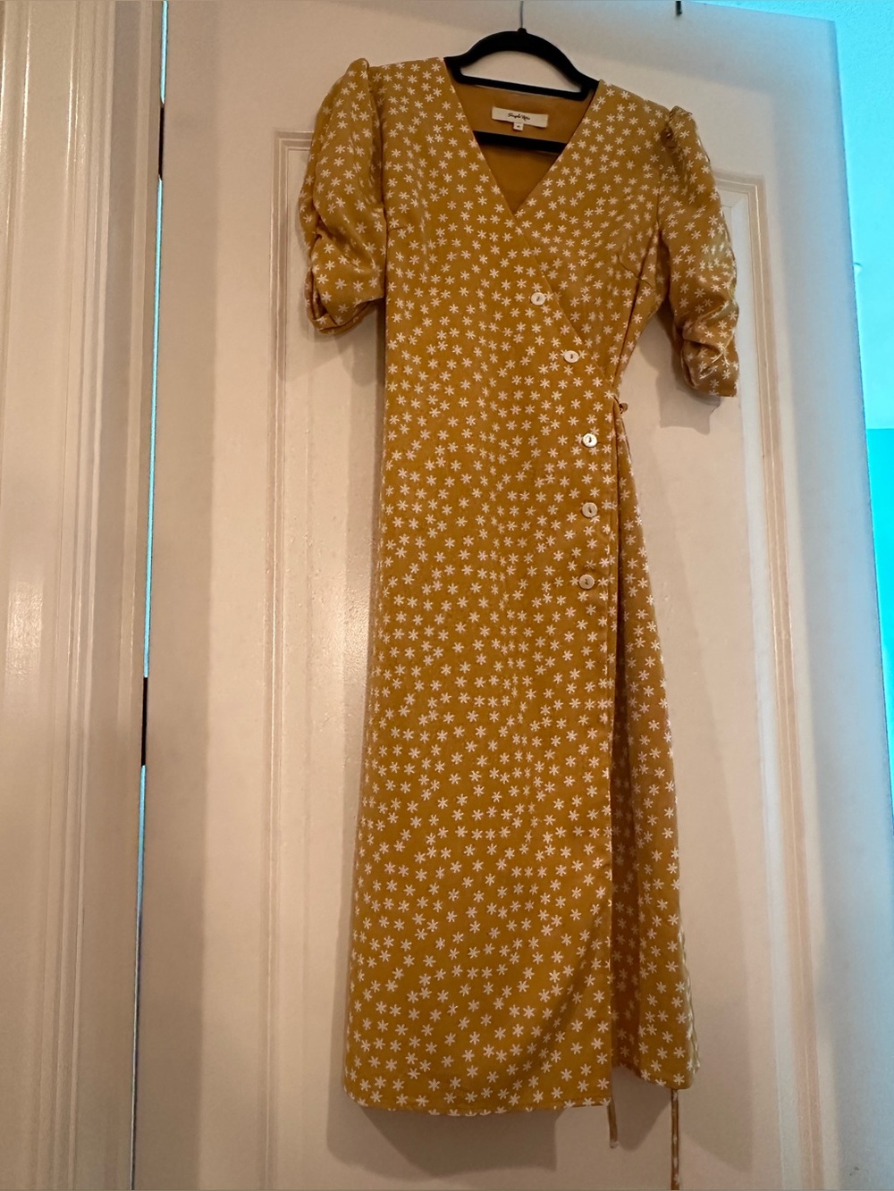 Simple Retro Marigold Dress with Buttons